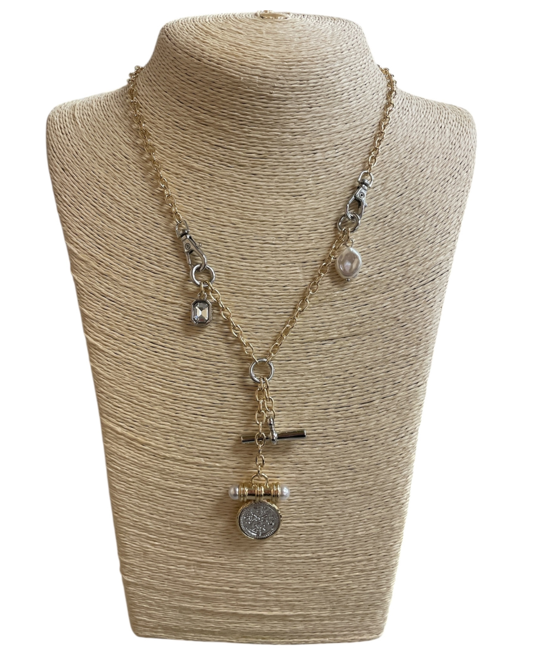 Vintage Two Tone Drop Necklace