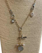 Vintage Two Tone Drop Necklace