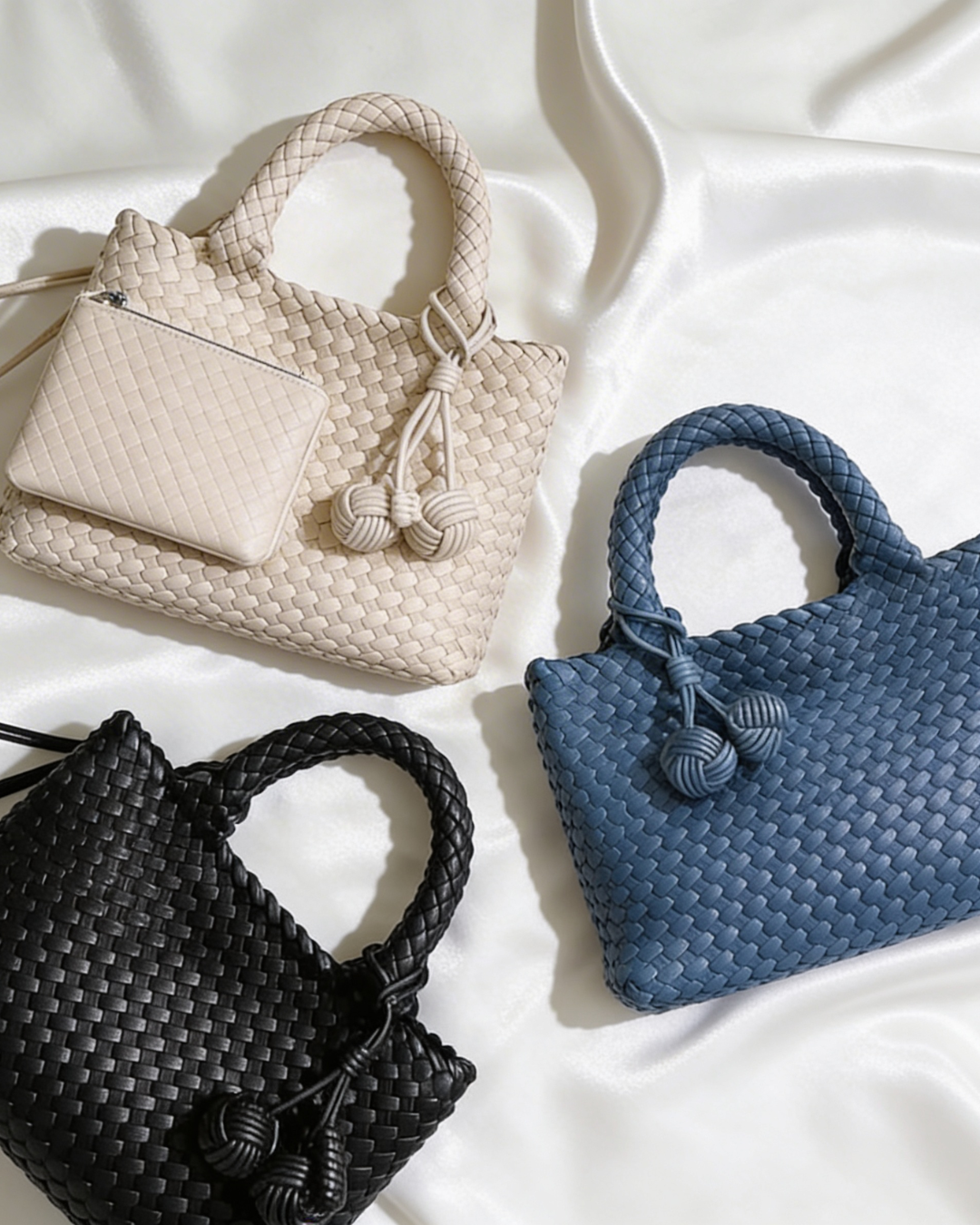 Leather Woven 3-in-1 Handbag - 4 COLORS