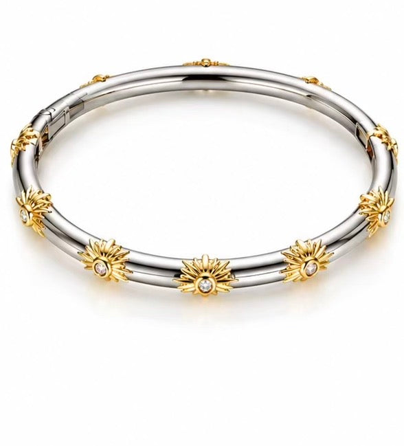 Mixed Metal Sunburst Bangle