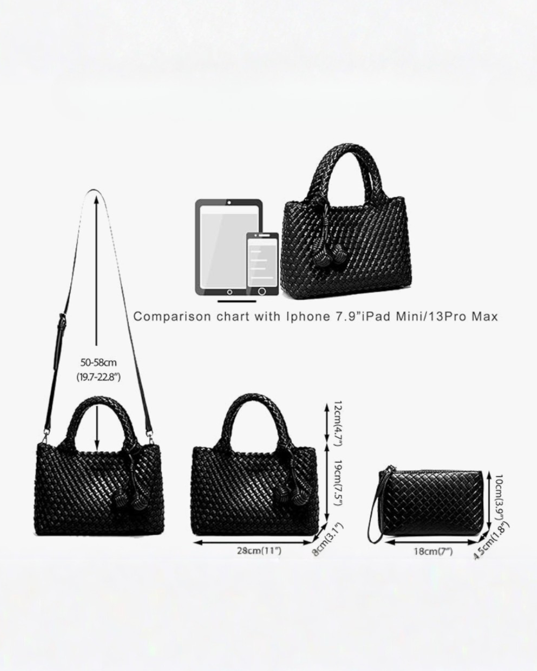 Leather Woven 3-in-1 Handbag - 4 COLORS