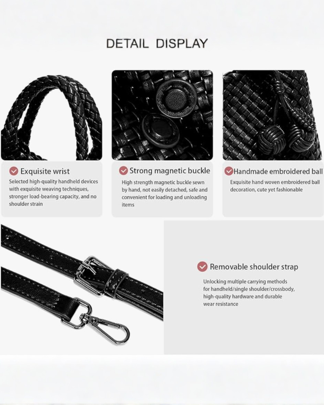Leather Woven 3-in-1 Handbag - 4 COLORS