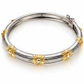 Two-Tone Sunburst Bangle Bracelet