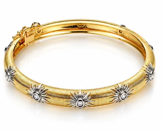Golden Sunburst Mixed Metal Bangle