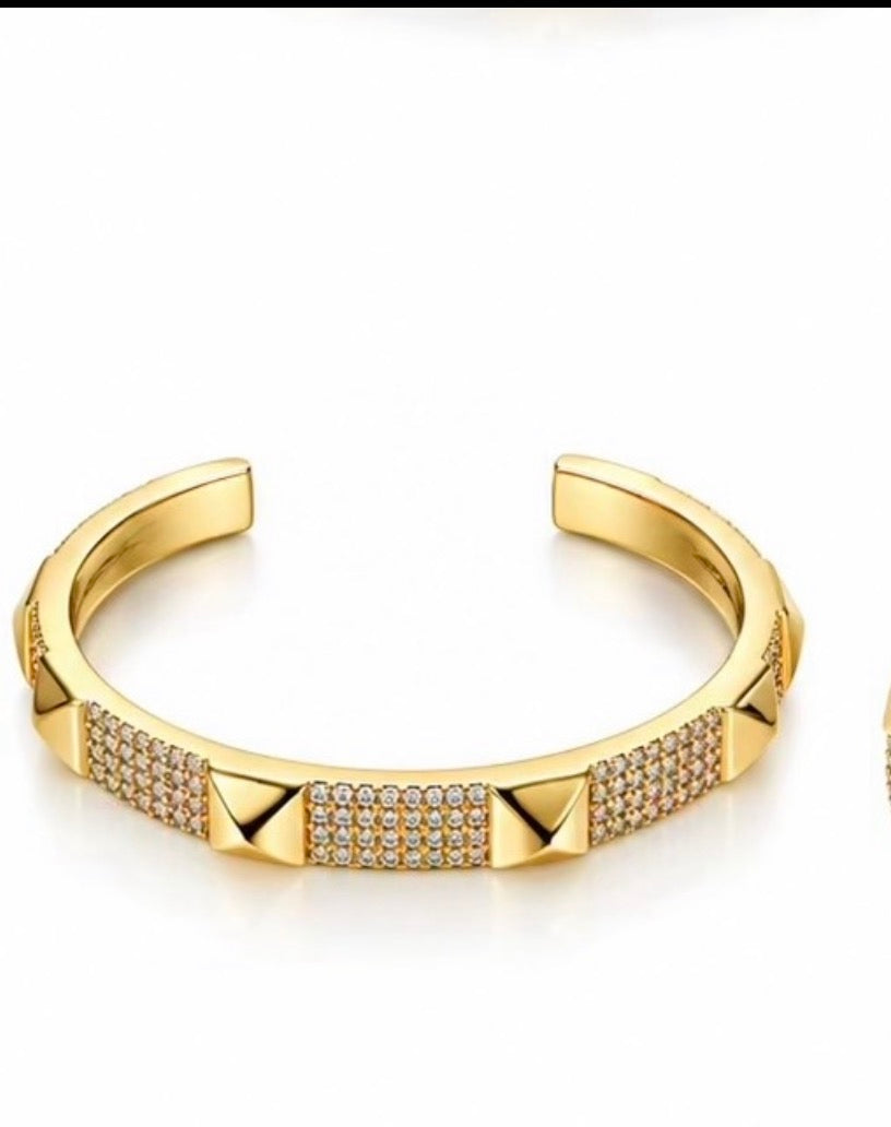 Luxe Pavé Stud Cuff Bracelet