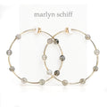 Marlyn Schiff Light Gray Stone Beaded Hoop Earrings