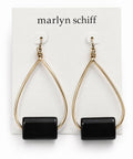 Marlyn Schiff Gold Teardrop Earrings with Black Statement Bead