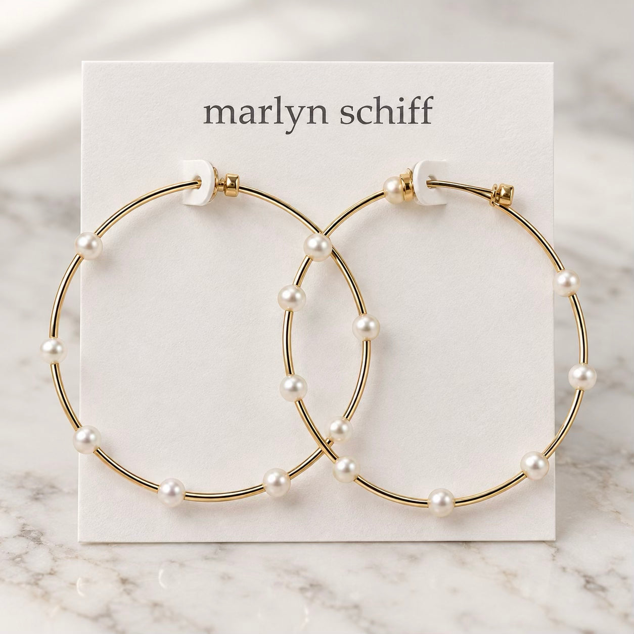 Marlyn Schiff Gold-Plated Pearl Hoop Earrings – Tarnish Resistant