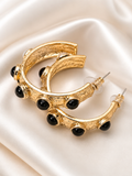 Matte gold/black stone earring