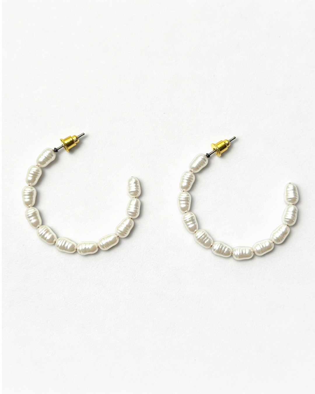 Texture Pearl Hoop Earring