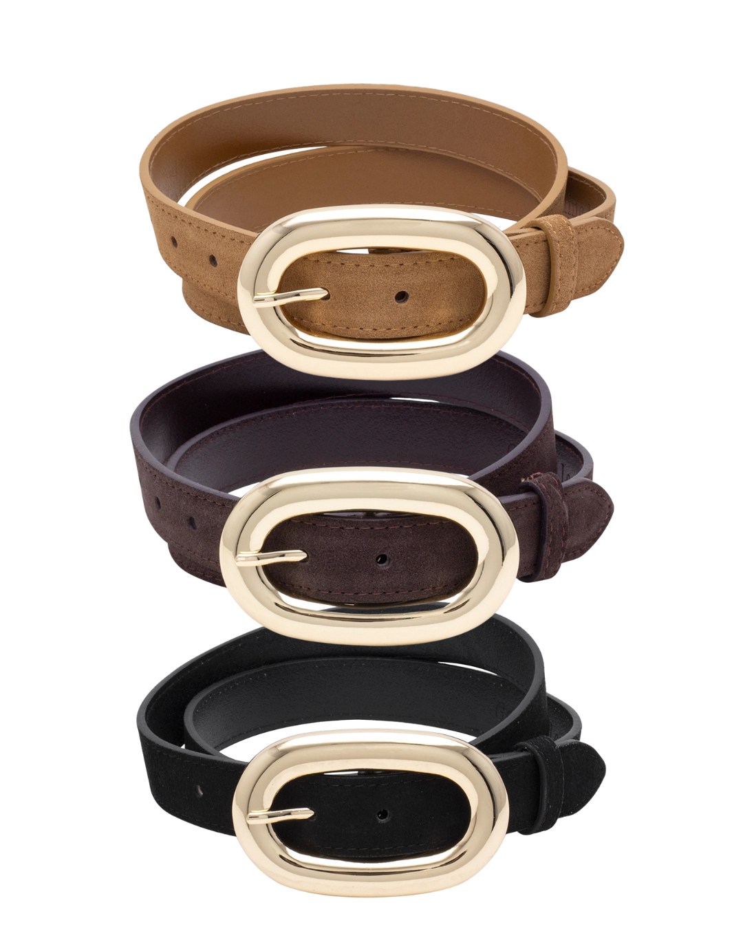 Genuine Suede Leather Oval Belt - 3 COLORS