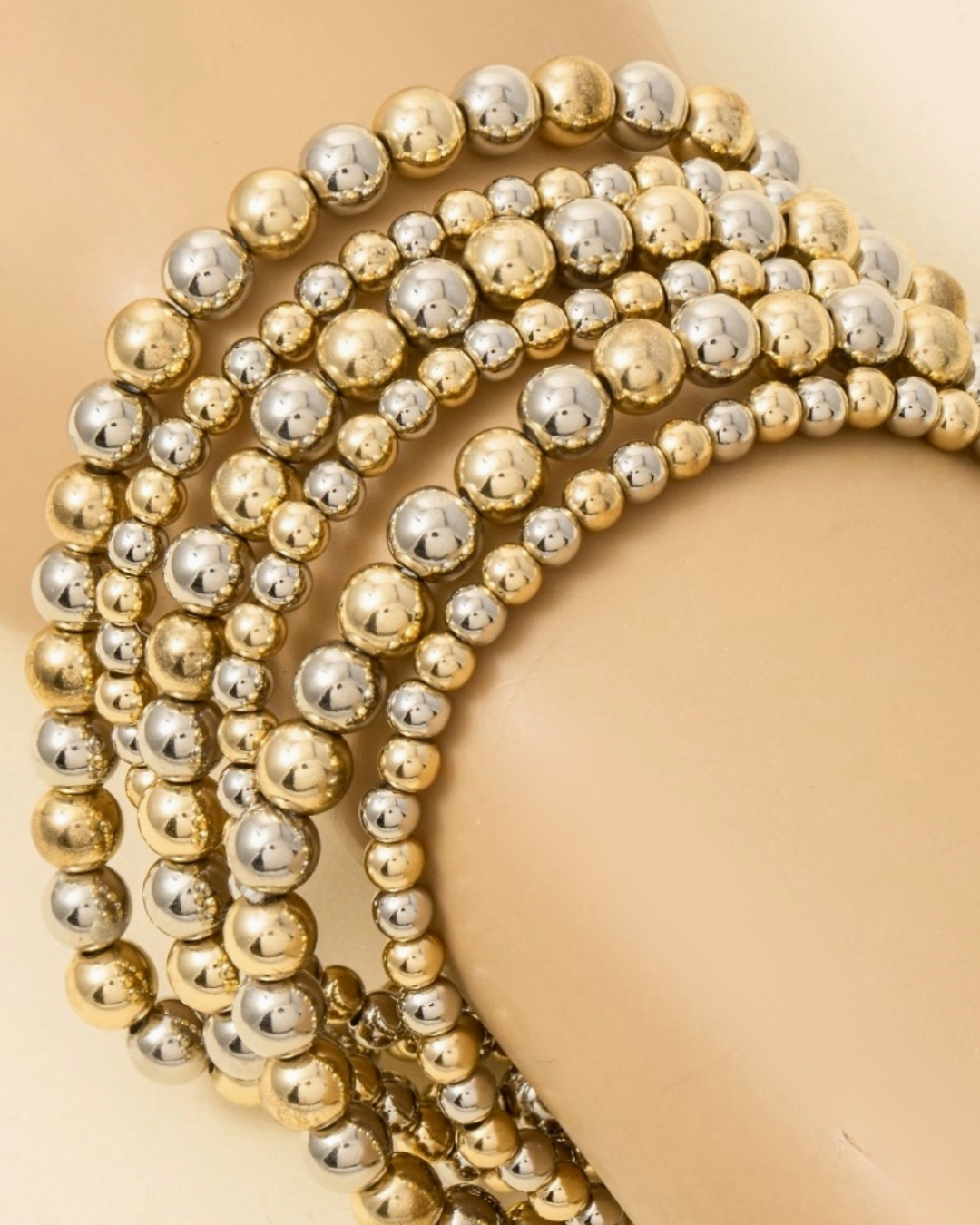 Two Tone Beaded Bracelet Set