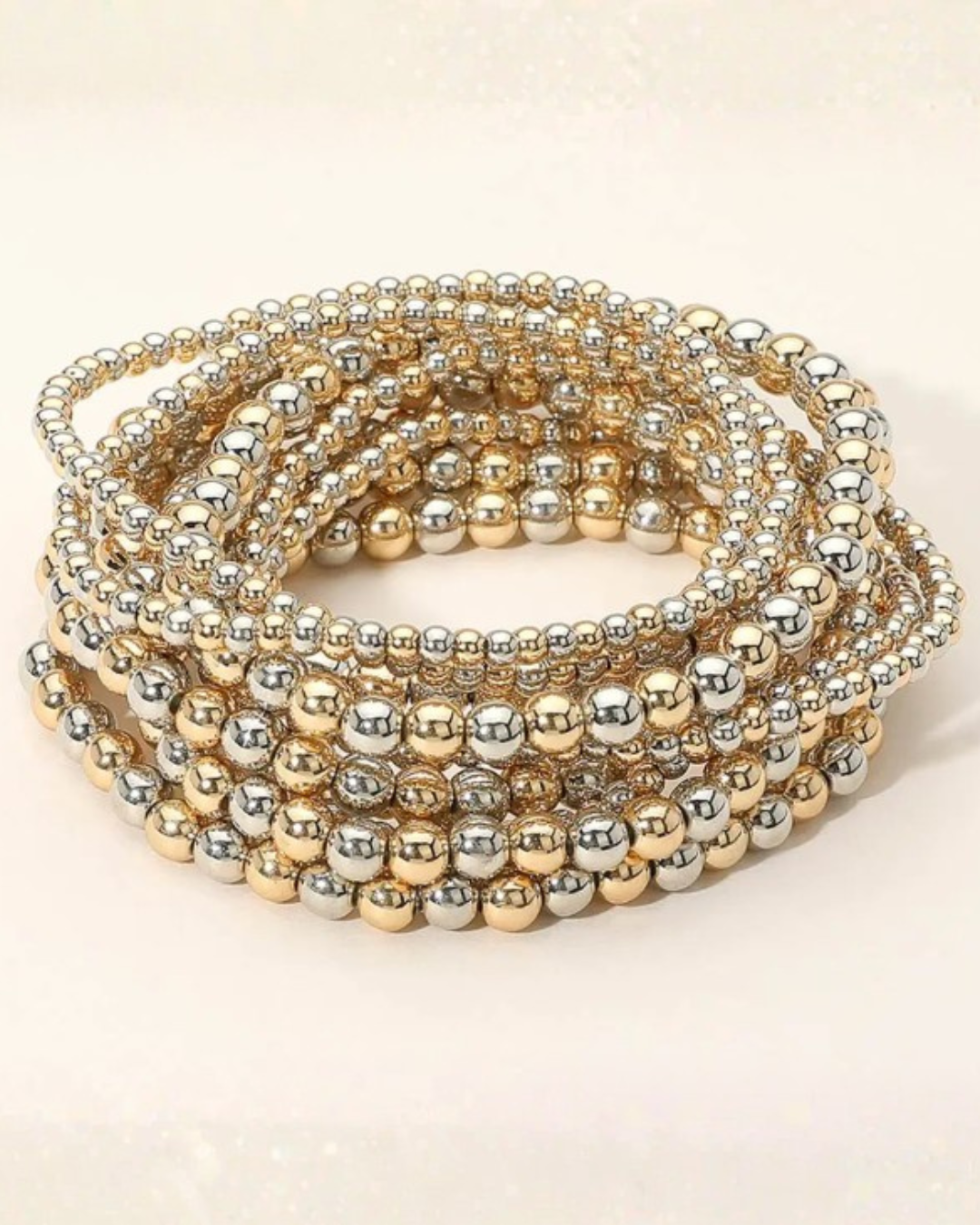 Two Tone Beaded Bracelet Set